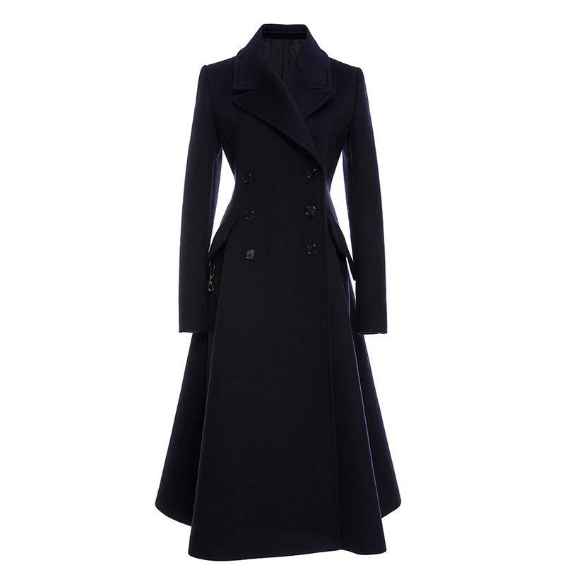 Slim Fit Women's Woolen Coat Mid-Length Solid Colors