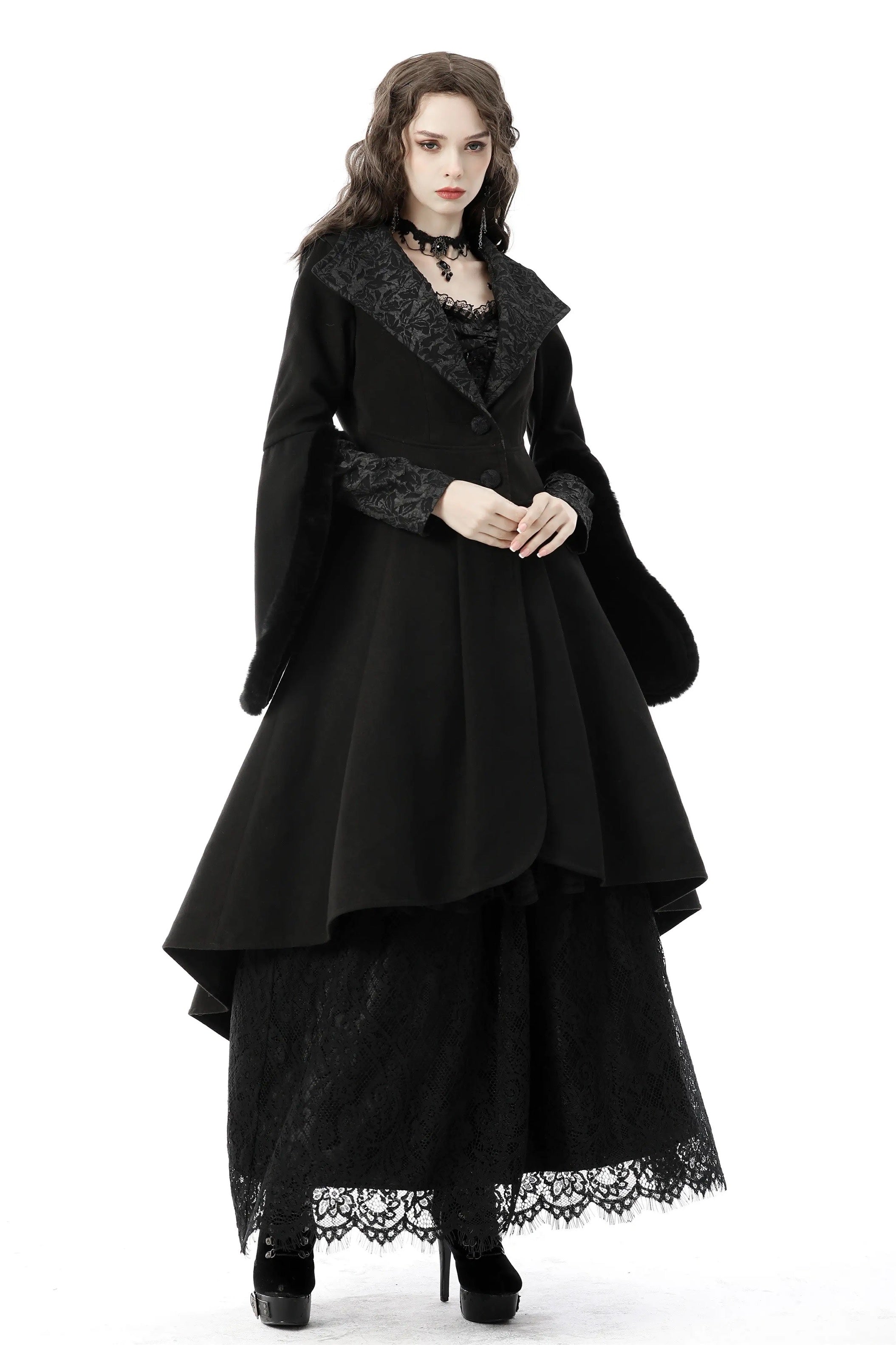 Versatile Wool Stand Collar Coat in Black, Sizes XS-2XL