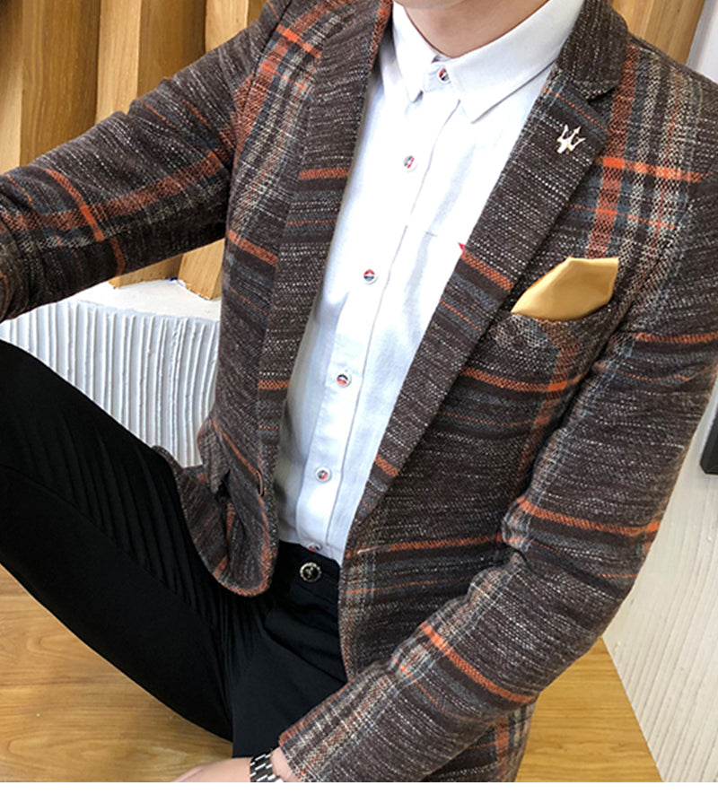 Blazer slim à carreaux pour homme