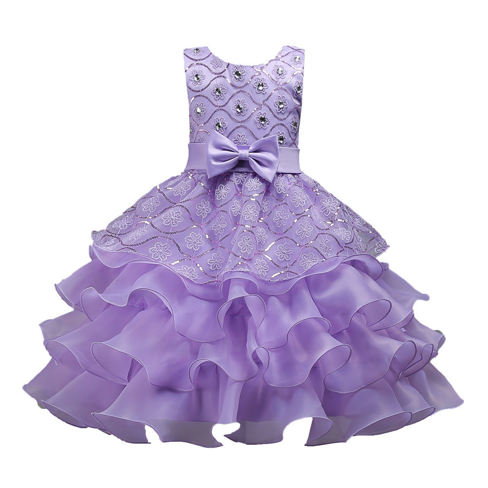 Girls' Princess Dress Sequined Tutu Skirt for Ages 3-8