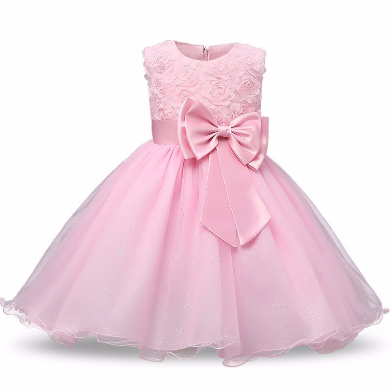 Princess Flower Girl Knee-Length Tutu Dress for Summer Wedding & Birthday Party