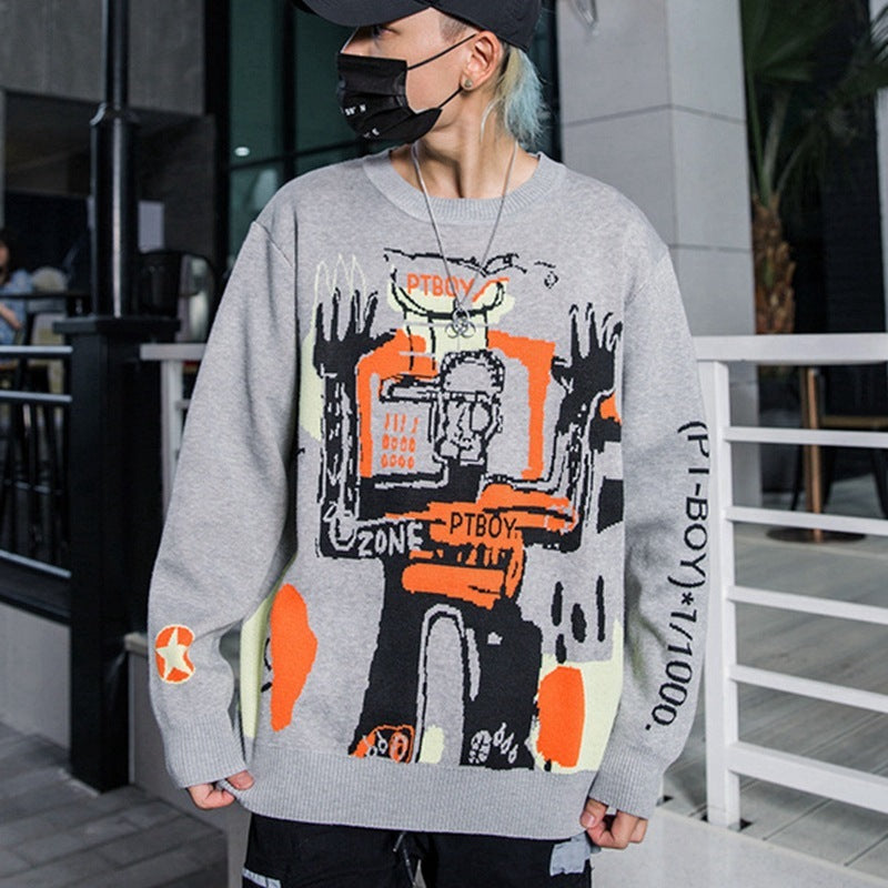 Graffiti Loose Polyester Sweater