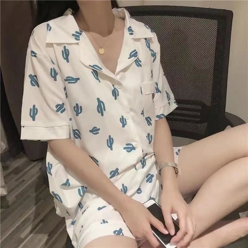 Ensemble de pyjama fin à cardigan pour femme, style japonais, dessin animé mignon