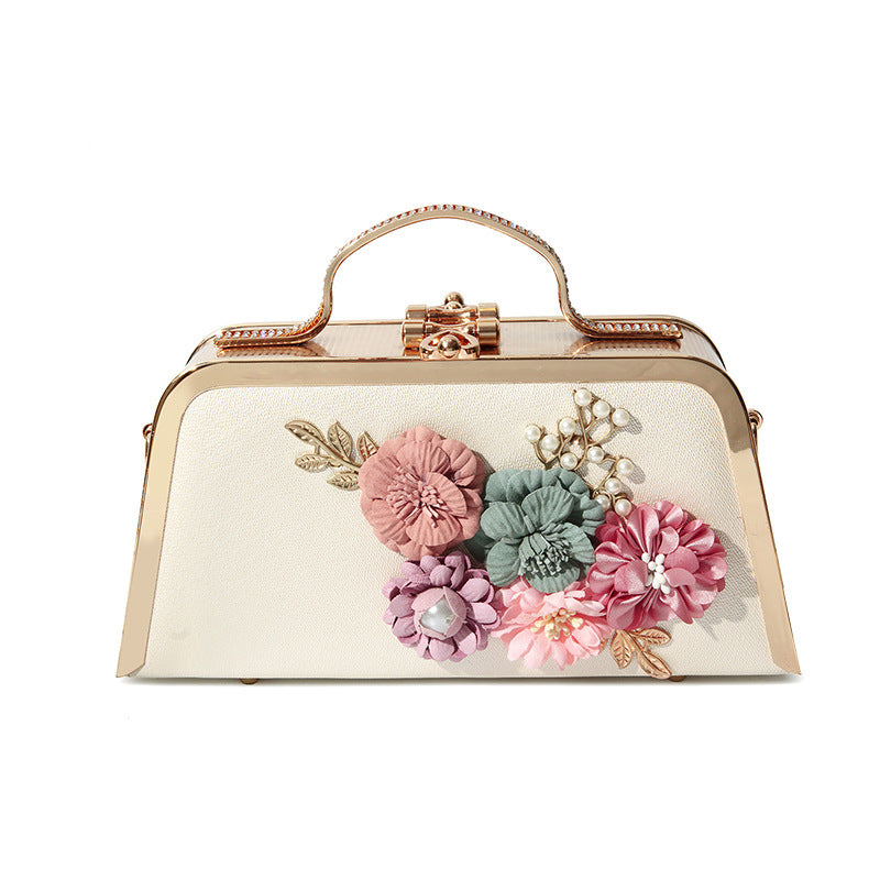 Sac Carré Petit "Chaîne de Fleurs" 12x24x6.5cm PU Métal