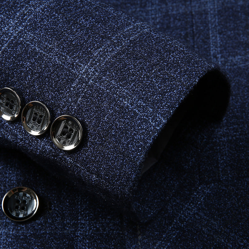 Men's Casual Plaid Business Suit for Spring and Autumn