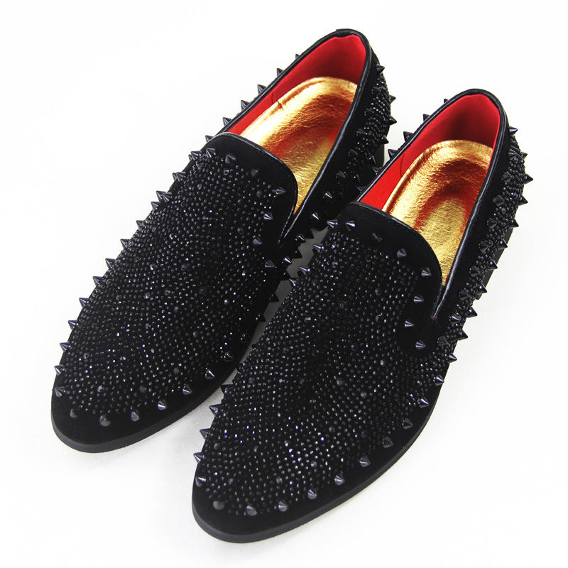 Men's Black Pointed Toe Loafers Wedge Heel Breathable Shock Absorption Shoes Sizes 38-44