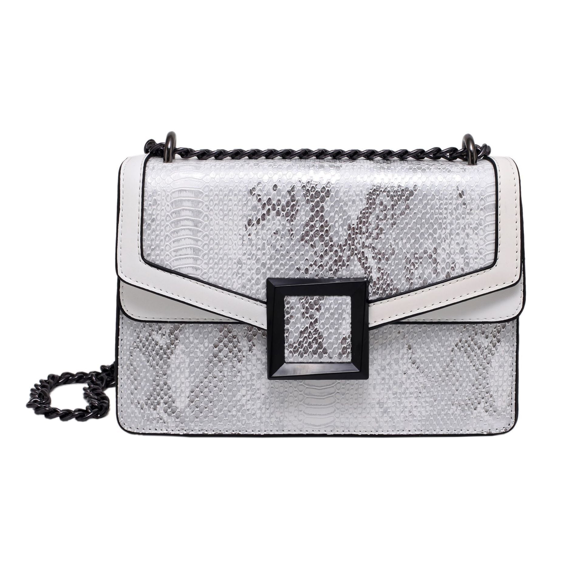 Snake Print Chain Crossbody Shoulder Bag for Women 24x16x10cm