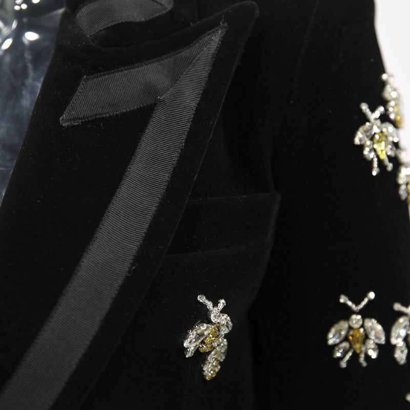 Cashmere Velvet Slim Fit Blazer with Suit Collar