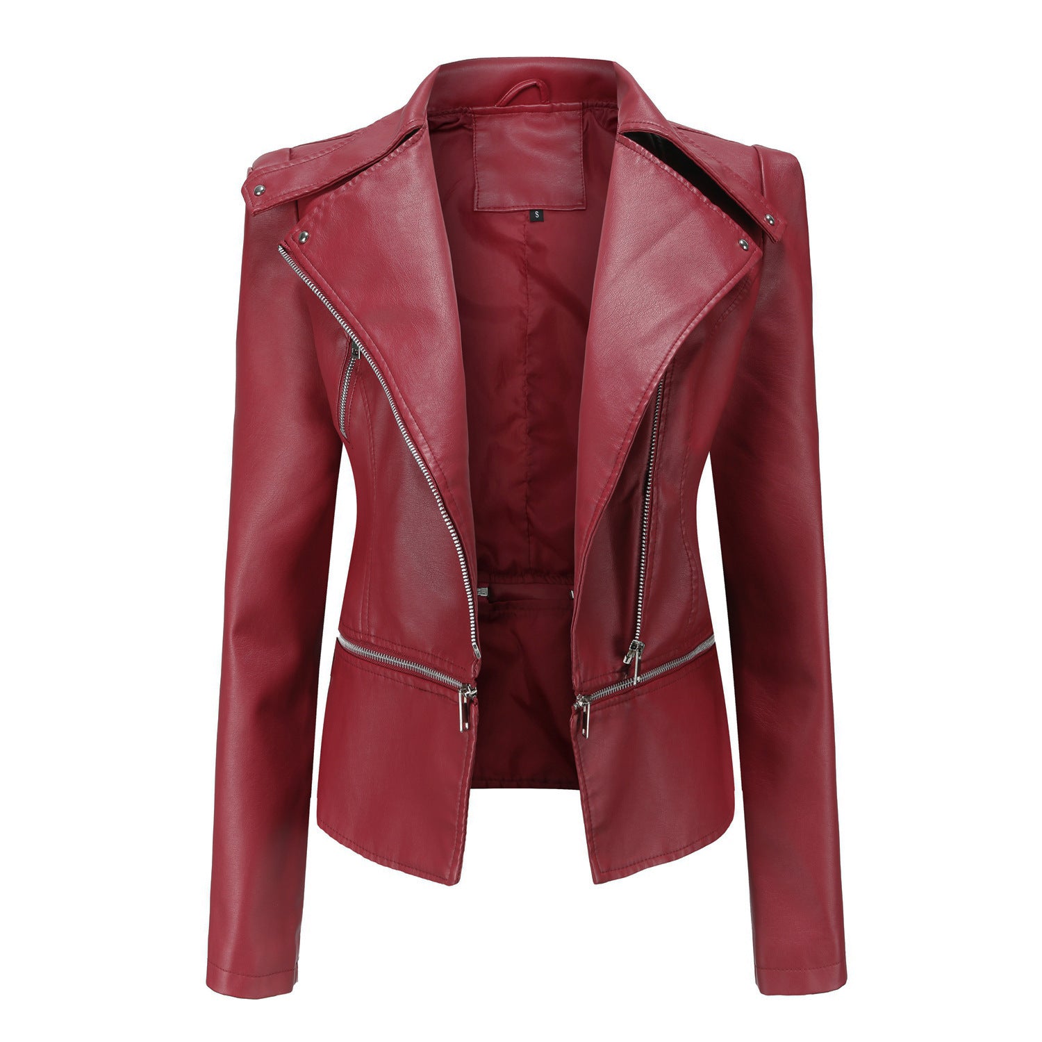 Slim Fit Motorcycle Jacket in Faux Leather, Multiple Colors & Sizes