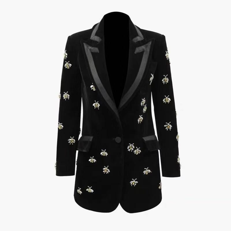 Cashmere Velvet Slim Fit Blazer with Suit Collar