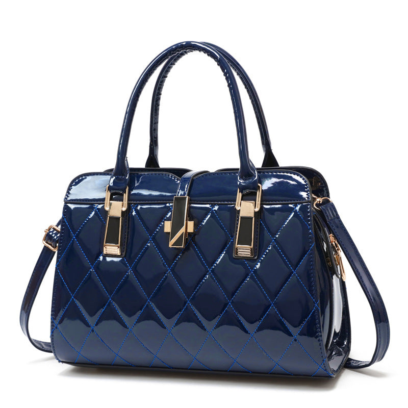 Large One Shoulder PU Messenger Handbag with Lock Closure