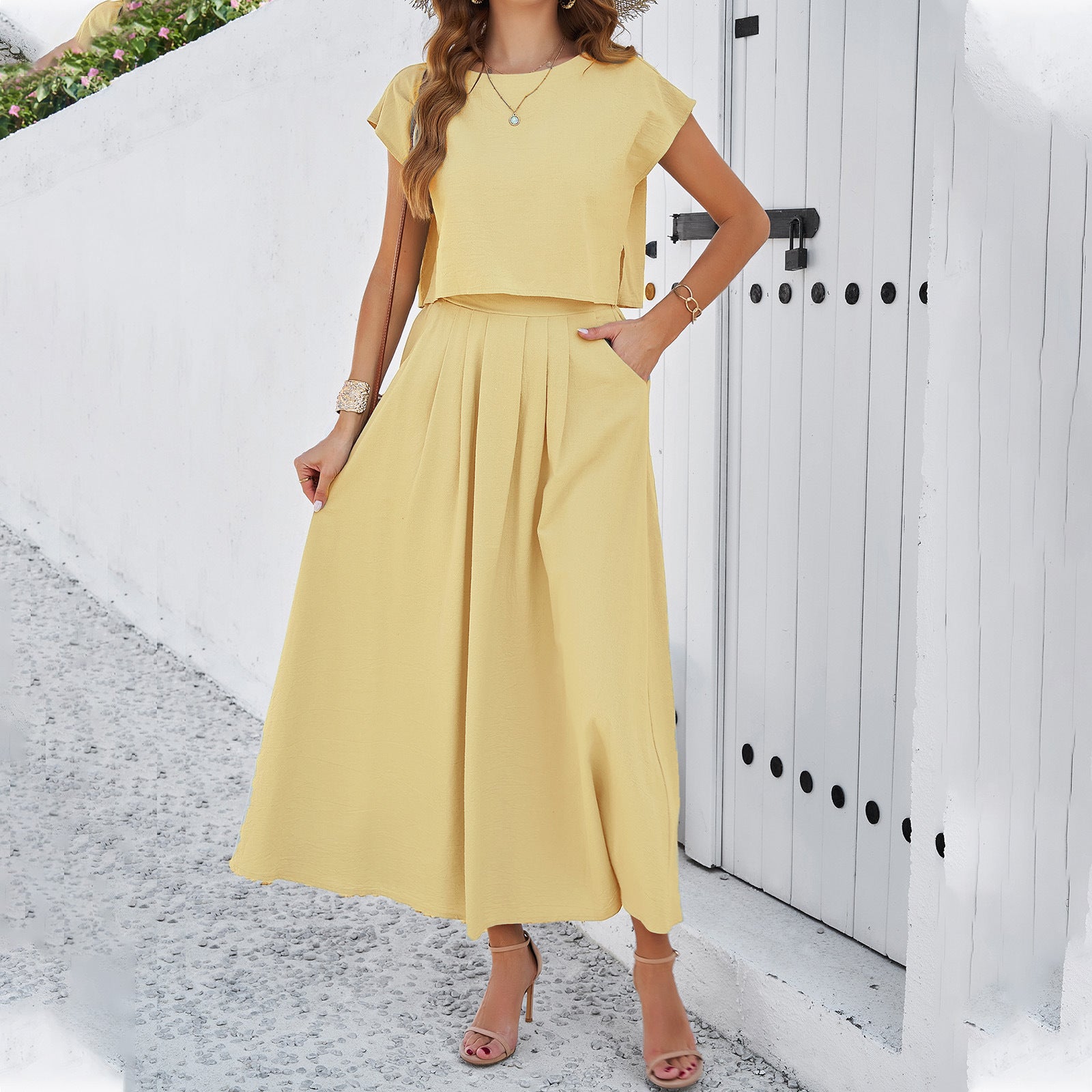 Women's Sleeveless Minimalist Top & Long Skirt Set