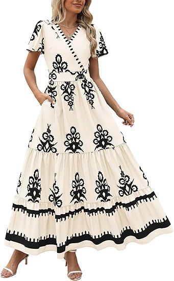 Robe étagée à manches évasées Floral Apricot