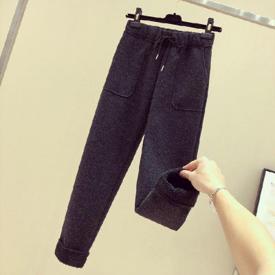 Plus Size Velvet Thick Casual Sports Pants Loose Fit