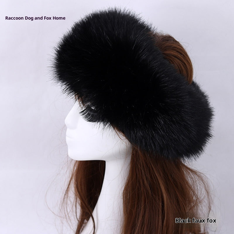 Elastic Faux Fox Fur Headband for Women – Winter Warmth & Windproof