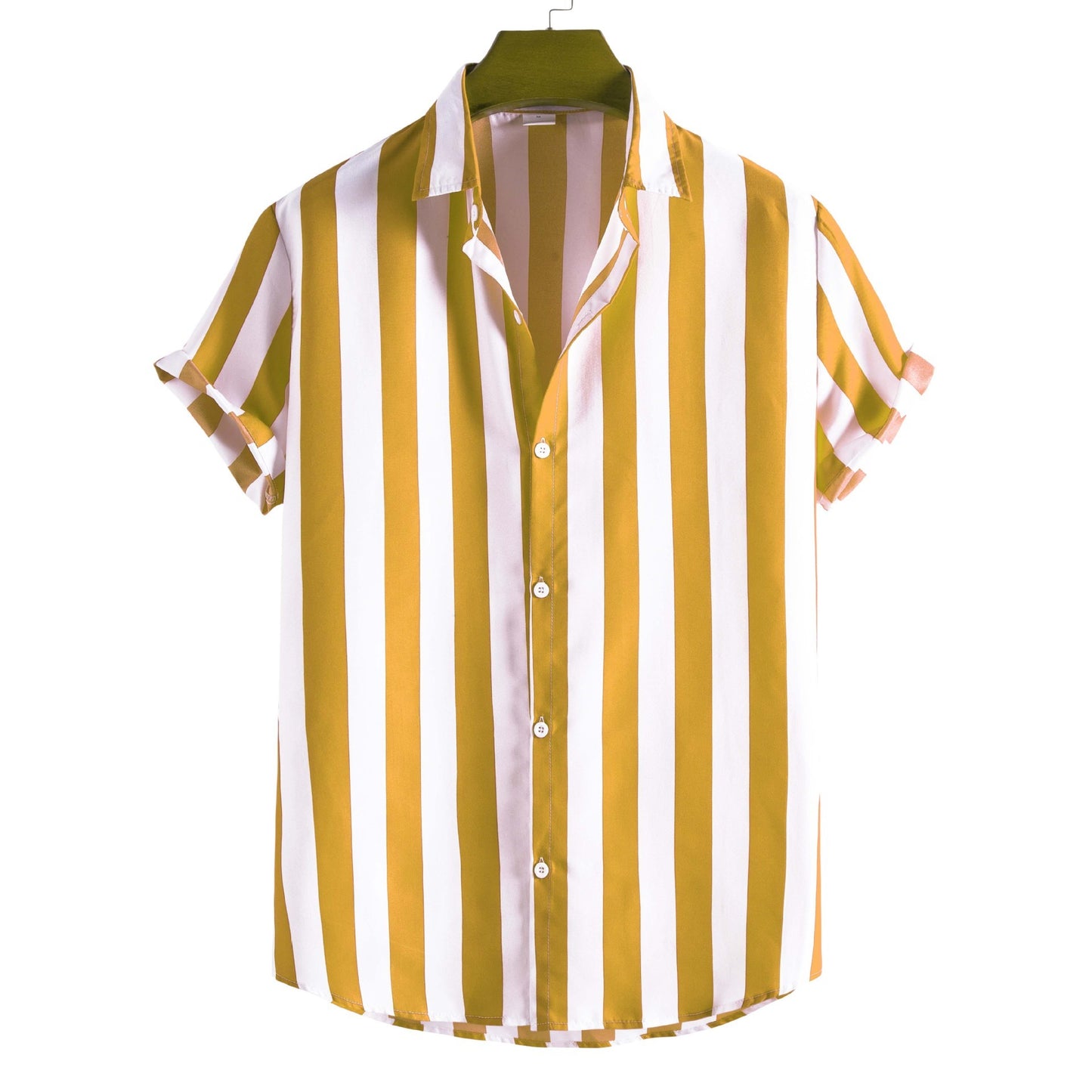Men's Casual Short-sleeved Printed Striped Shirt