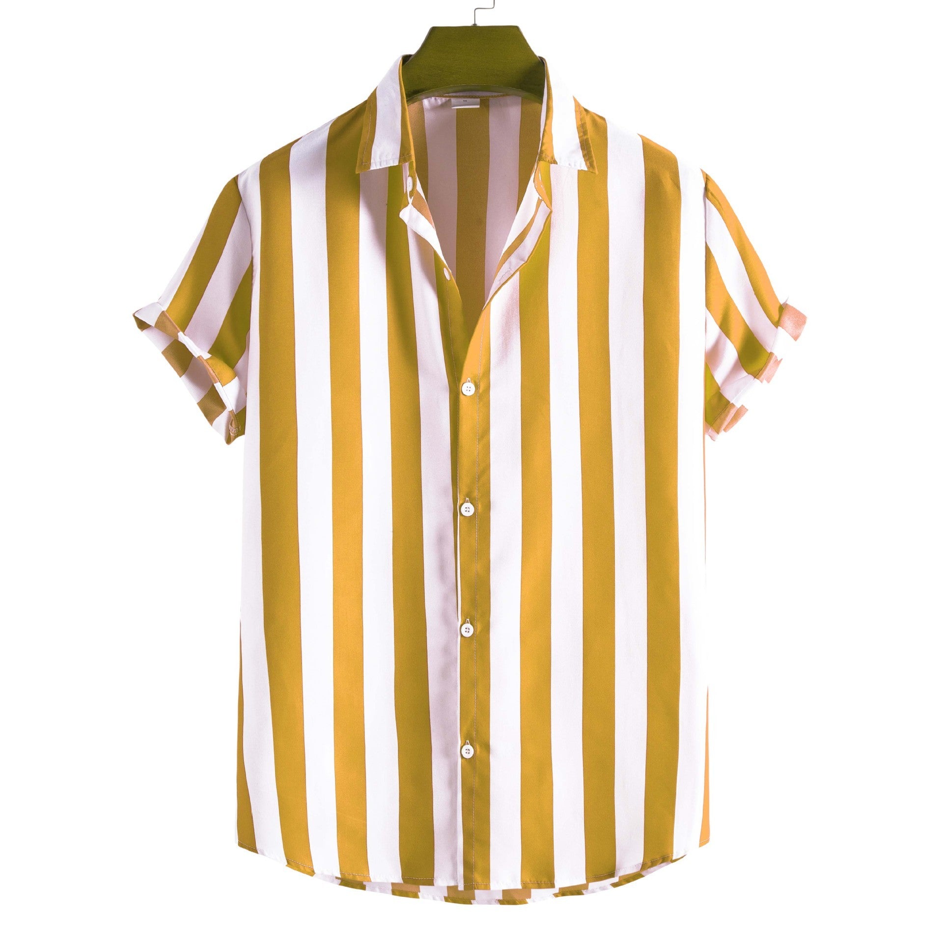 Men's Casual Short-Sleeve Striped Printed Shirt