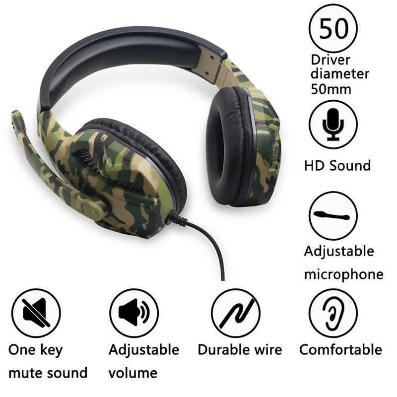 Camouflage Gaming Headset with Mic for PS4, PS3, Switch & PC