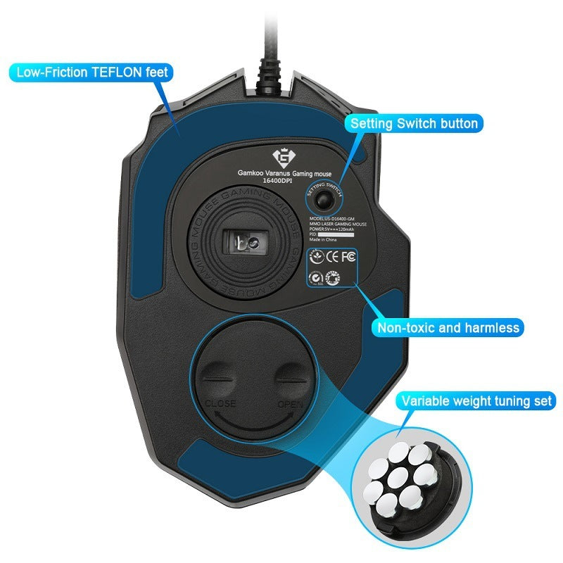 RGB Backlit Gaming Mouse with 18 Programmable Buttons & 16,400 DPI Sensor