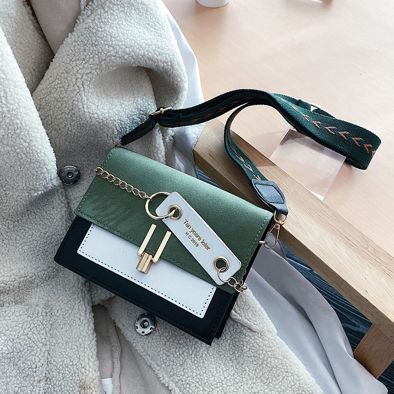 Textured PU Crossbody Bag Small Square Cover Closure