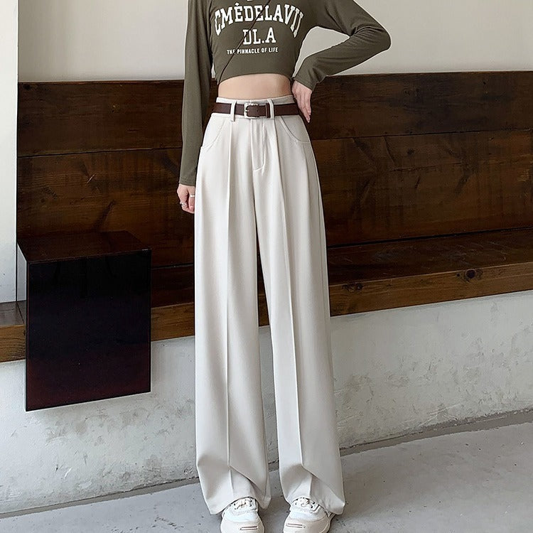 High Waist Straight Leg Suit Pants for Women