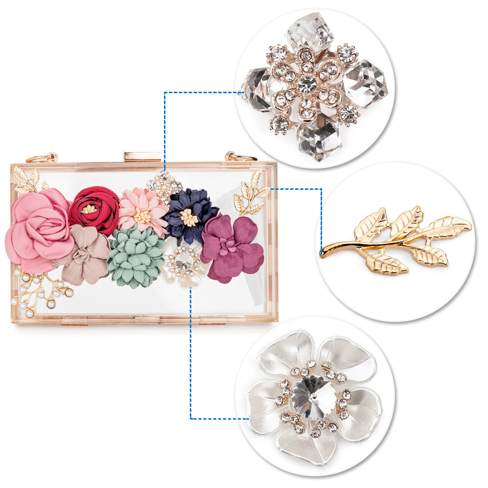 Transparent Flower Acrylic Square Bag for Women