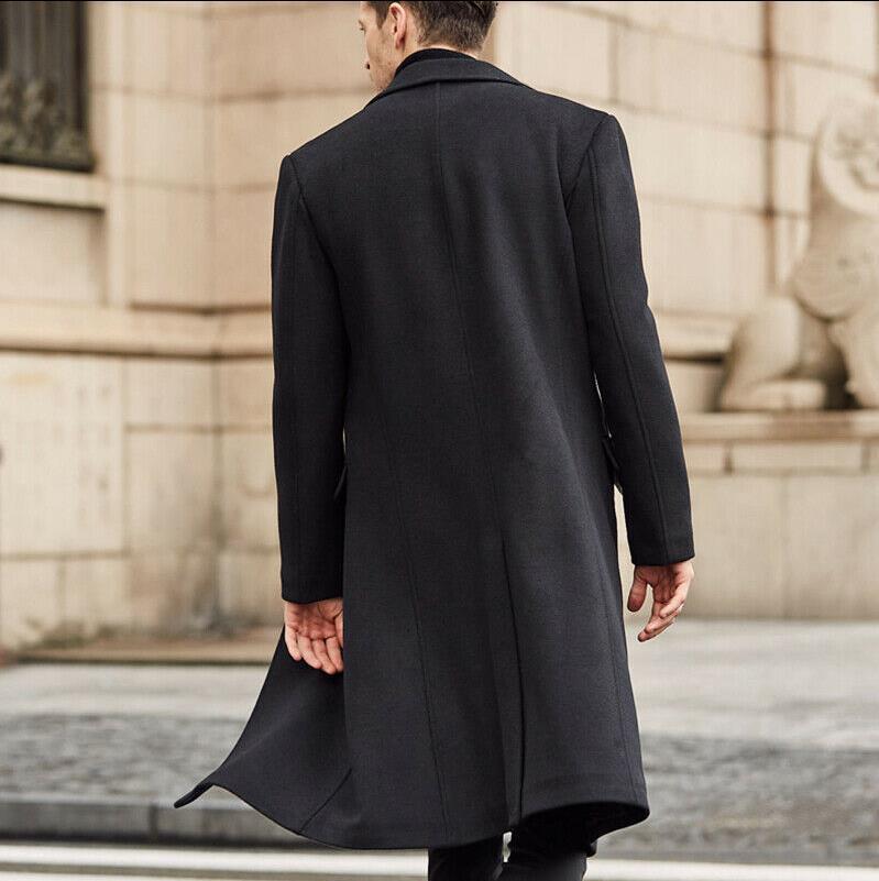 Trench-coat long en laine pour homme