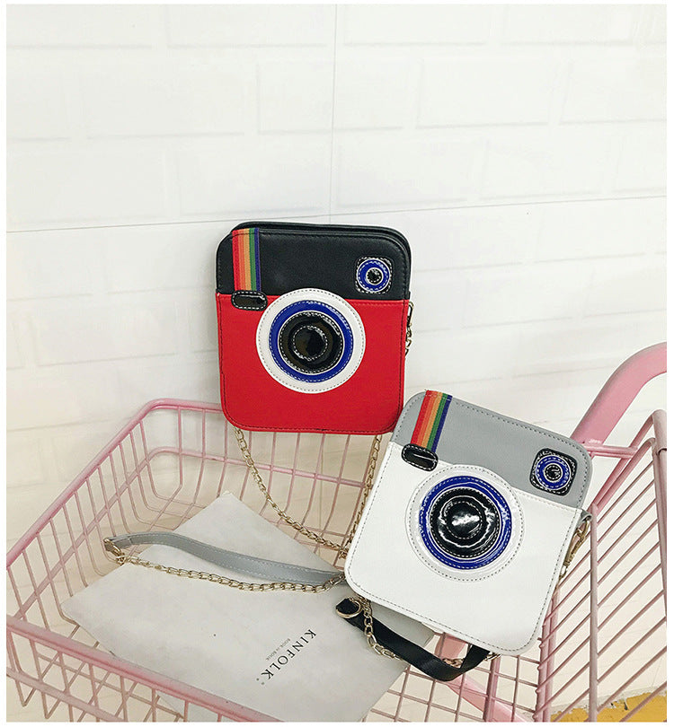 Fashion Women's PU Camera Shoulder Bag Small Square Diagonal Zipper