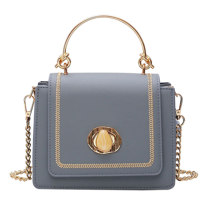 Personalized PU Metal Lock Handbag Horizontal Square