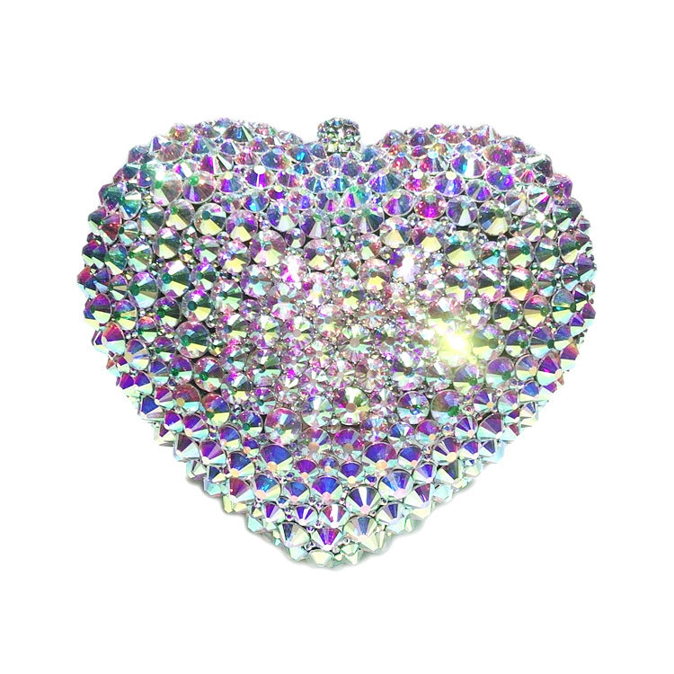 Love Shaped Full Diamond Crystal Dinner Bag 14cm Alloy Rhinestone