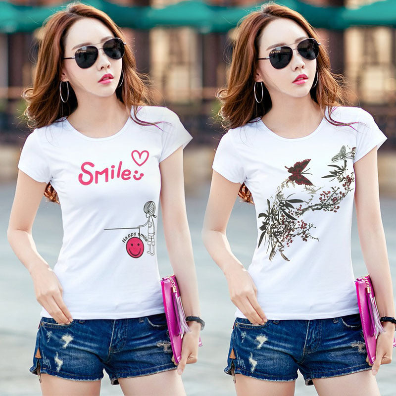 T-shirt à manches courtes pour femme en mélange de soie de lait, polyester et coton