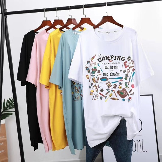 Loose Cotton Cartoon Print Pullover Top