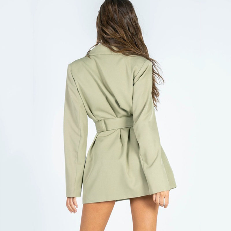 Blazer élégant à col polo et décolleté en V vert