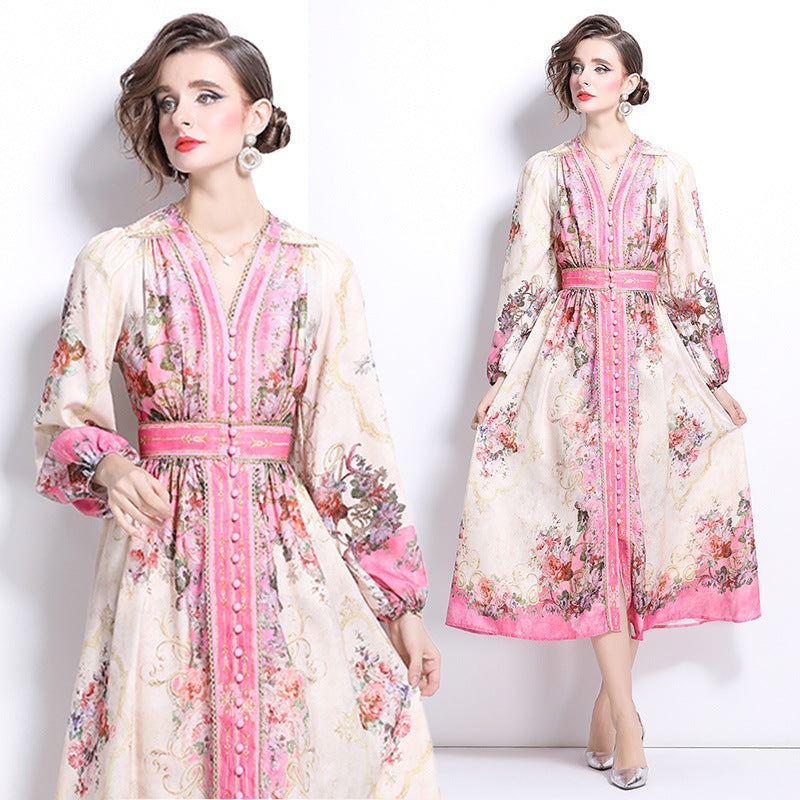 Women's Fashion Printed Large Swing Dress