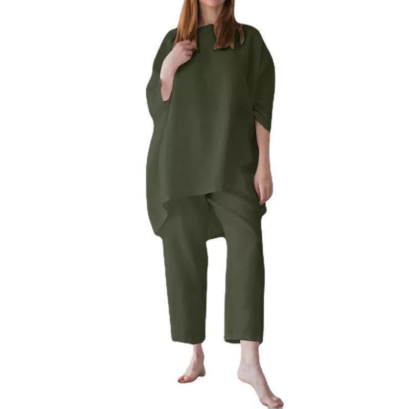 Women's Loose Fit Cotton Linen Two-Piece Set