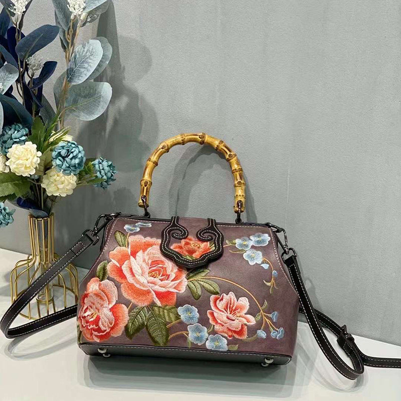 Sac à main carré moyen brodé Hanfu Cheongsam en coton et lin, style Tang