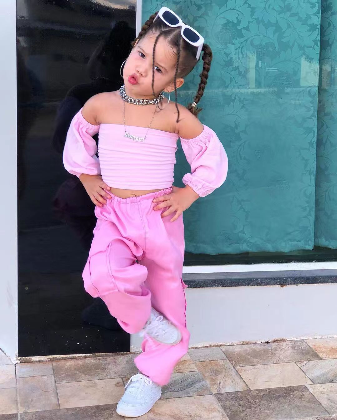 Off-Shoulder Raglan Sleeve Overalls Suit with Straight Trousers