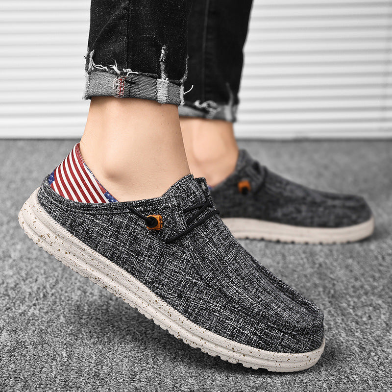 Men's Casual Canvas Shoes Mid Heel Black Blue Beige