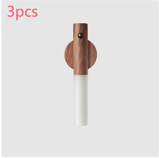 Auto LED USB Magnetic Wood Wireless Night Light with Motion Sensor for Wall & Cabinet