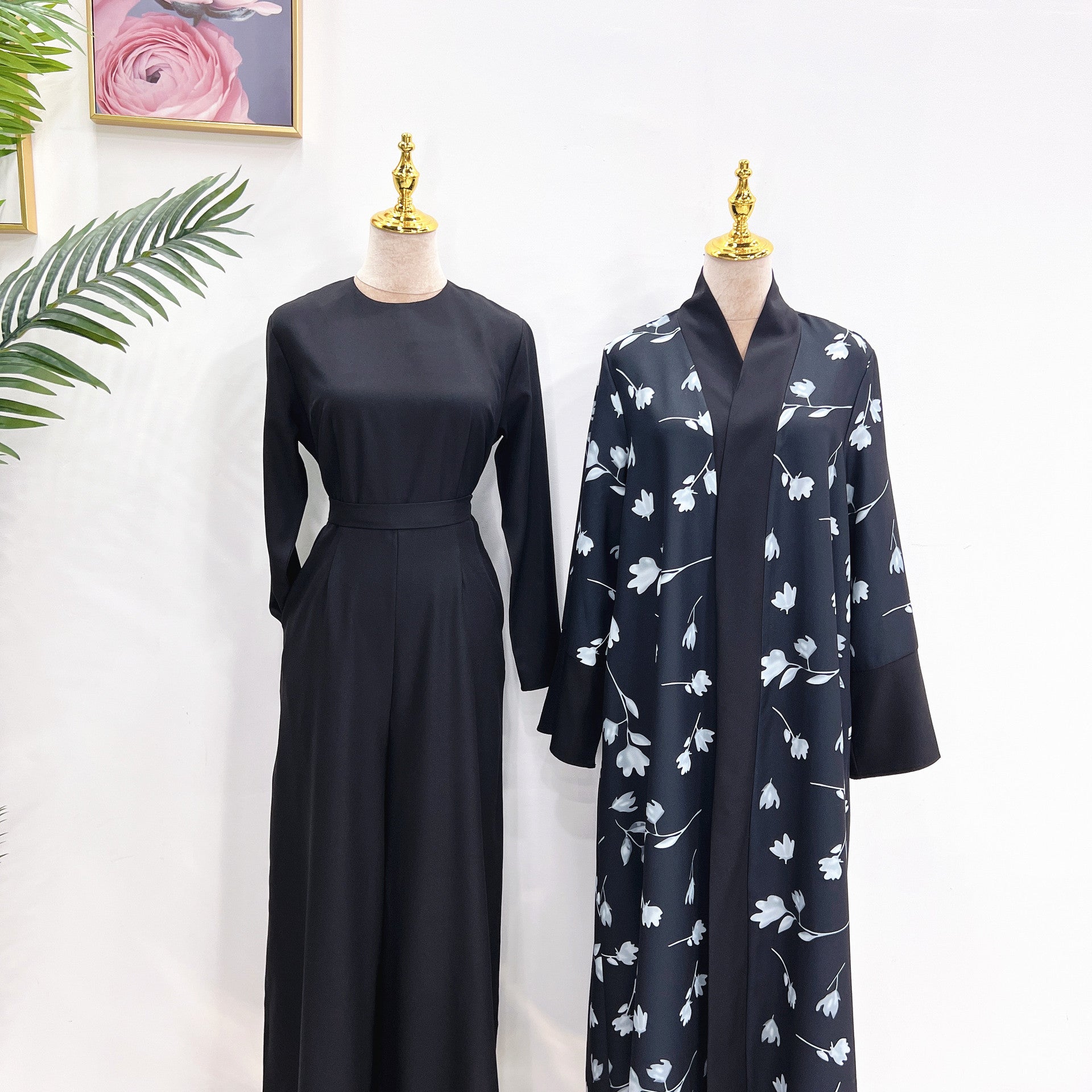 Middle East Dubai Turkish Solid Color Cotton Blend Jumpsuit Robe