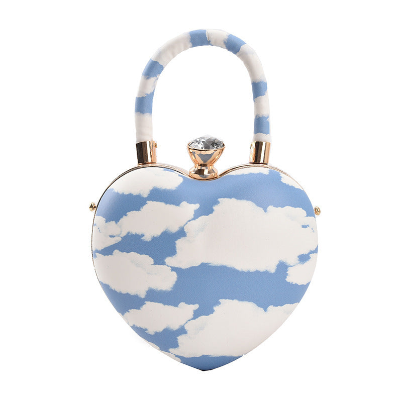 Sac à bandoulière en forme de cœur de style occidental, petit, avec chaîne, couleurs bonbon