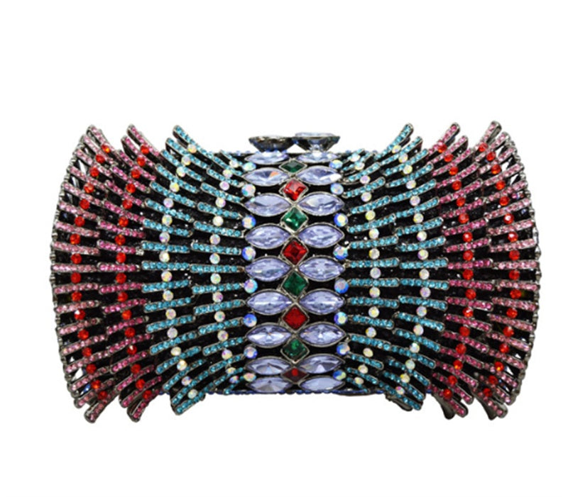 Women's PU Hard Case Diamond Clutch 16x11x6cm