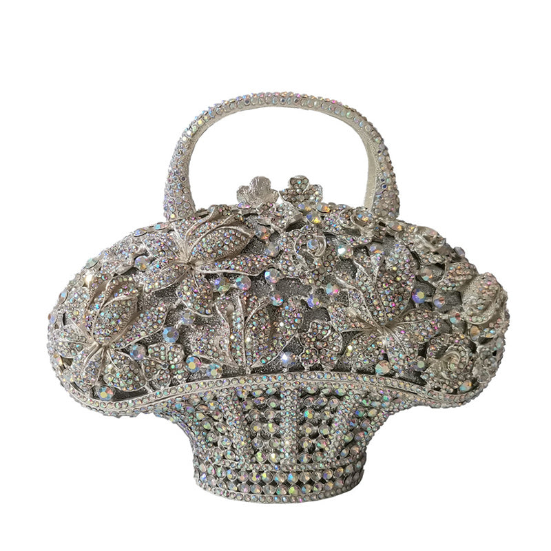 Diamond Mini Women's Flower Basket Bag 18x20x9cm