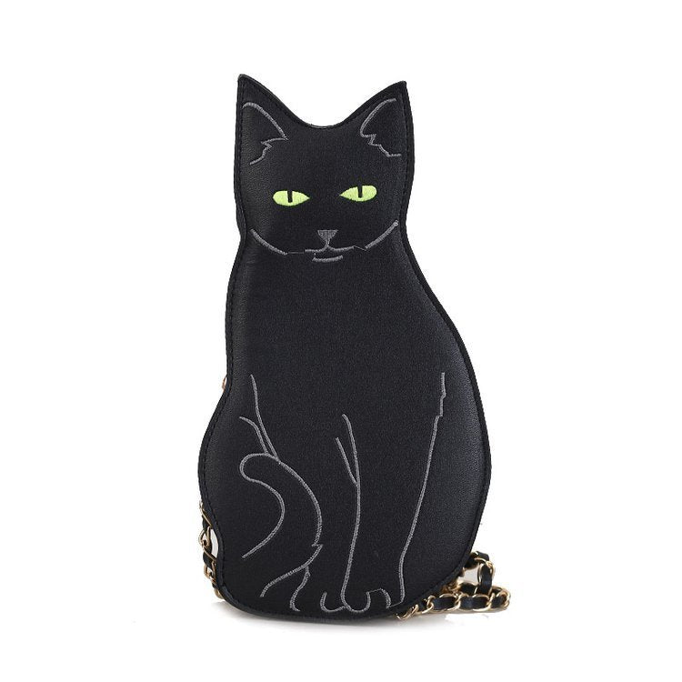 Cute Cartoon Style Black PU Handbag Large Capacity Casual Bag 10x7x15cm