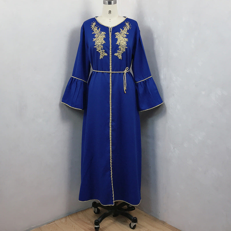 Middle East Women's Pearl Robe Dress in White, Red, Black, Blue - Sizes S-XXL