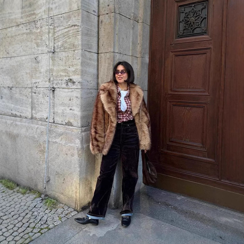 Manteau en fourrure chaud grande taille pour femme