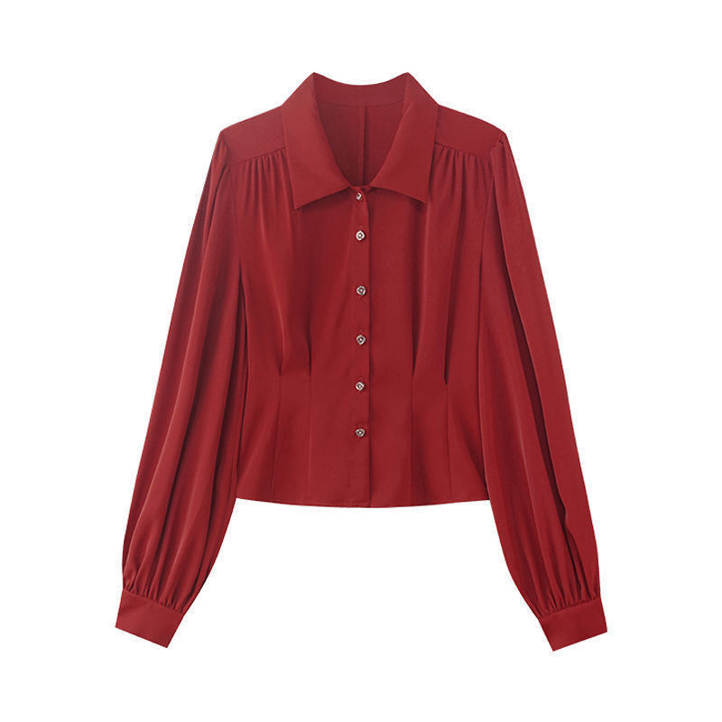 Retro Style Red Shirt For Women