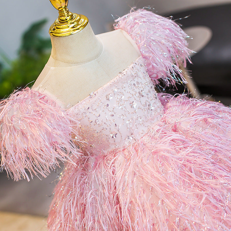 Polyester Girl Princess Dress Small Host Performance Costume