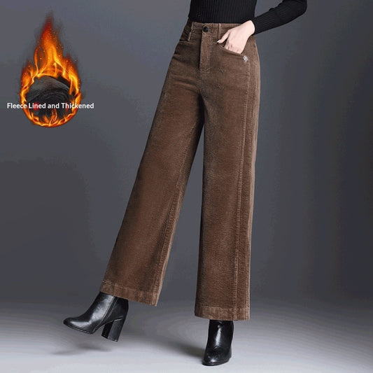 Women's Loose-Fit Velvet-Lined High Waist Casual Pants