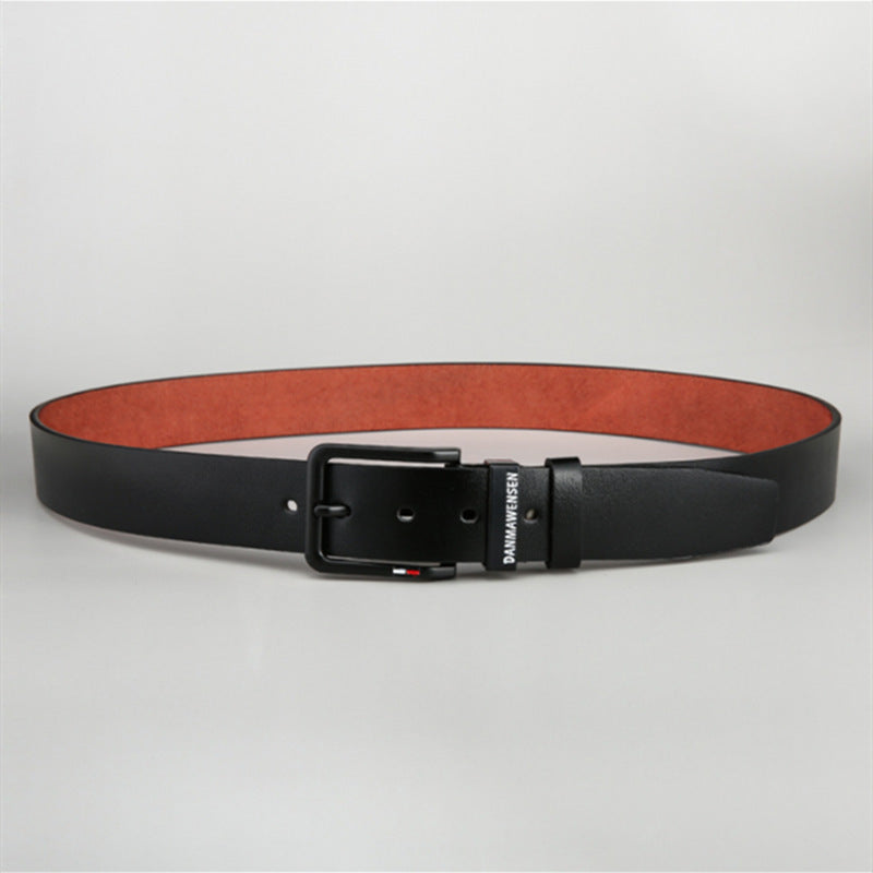 Men's Simple Style PU Leather Belt with Square Iron Buckle 120cm